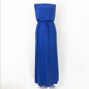 Blue strapless maxi dress